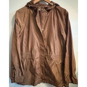 Ci Sono Cavalini Womens Packable Hooded Windbreaker  Zip Snap Closure Large NWOT